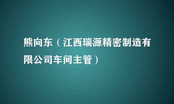 熊向东（江西瑞源精密制造有限公司车间主管）