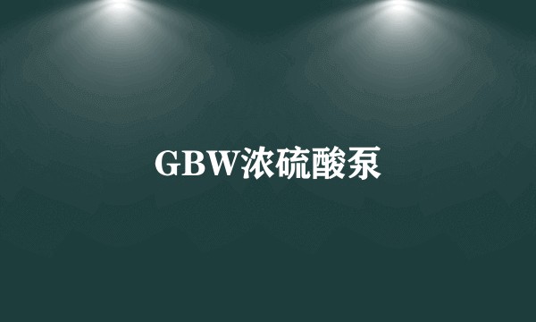 GBW浓硫酸泵
