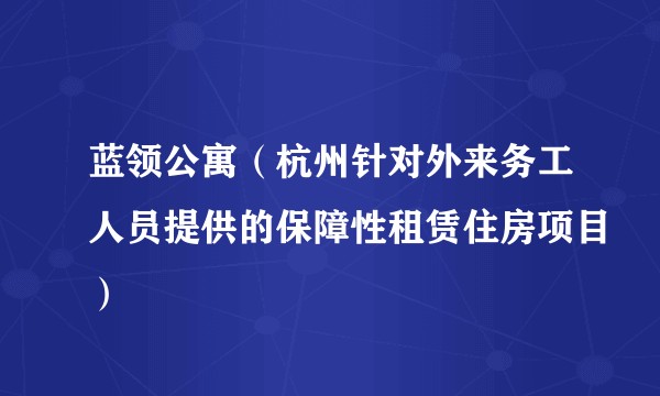 蓝领公寓（杭州针对外来务工人员提供的保障性租赁住房项目）