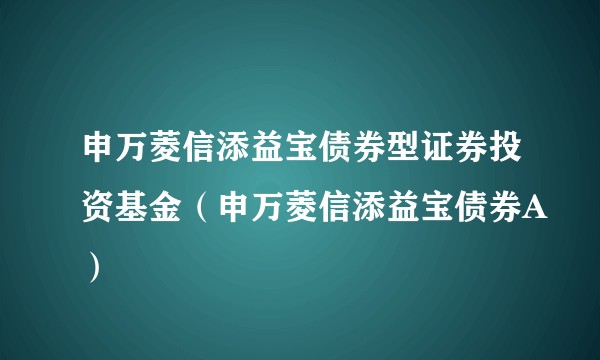 申万菱信添益宝债券型证券投资基金（申万菱信添益宝债券A）