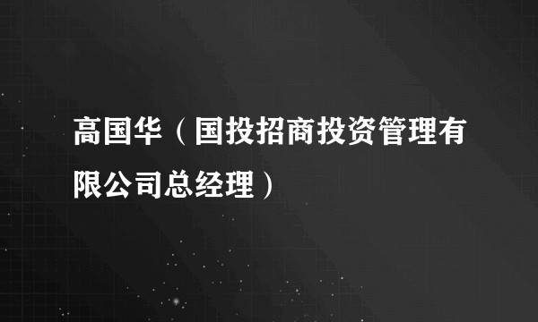 高国华（国投招商投资管理有限公司总经理）