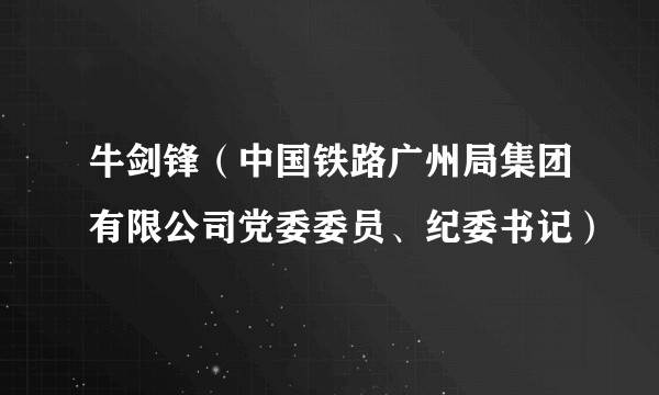 牛剑锋（中国铁路广州局集团有限公司党委委员、纪委书记）