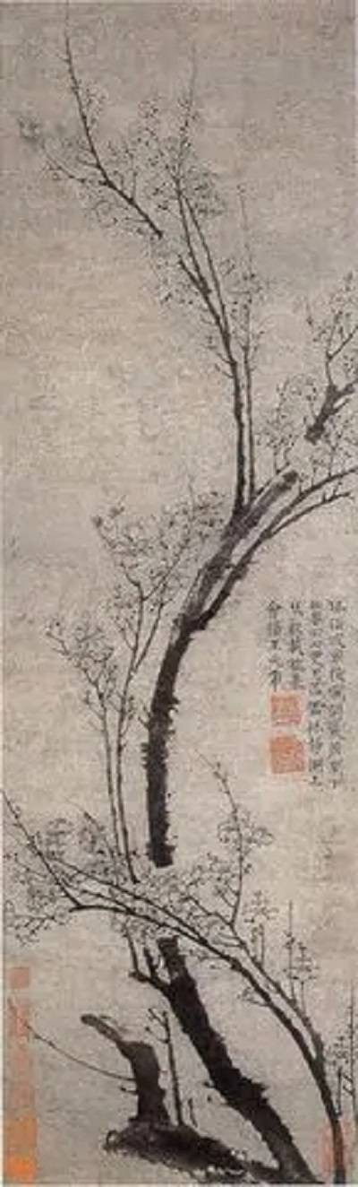 墨梅图（清代童钰创作的纸本画）