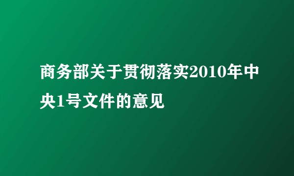 商务部关于贯彻落实2010年中央1号文件的意见