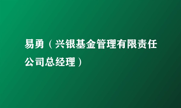 易勇（兴银基金管理有限责任公司总经理）