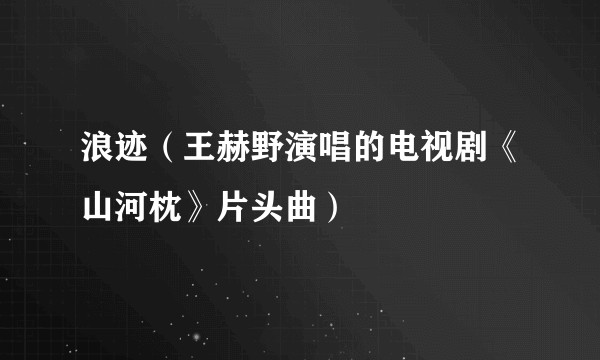 浪迹（王赫野演唱的电视剧《山河枕》片头曲）