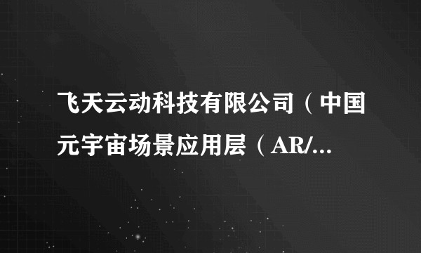 飞天云动科技有限公司（中国元宇宙场景应用层（AR/VR内容及服务市场）的领先供应商）
