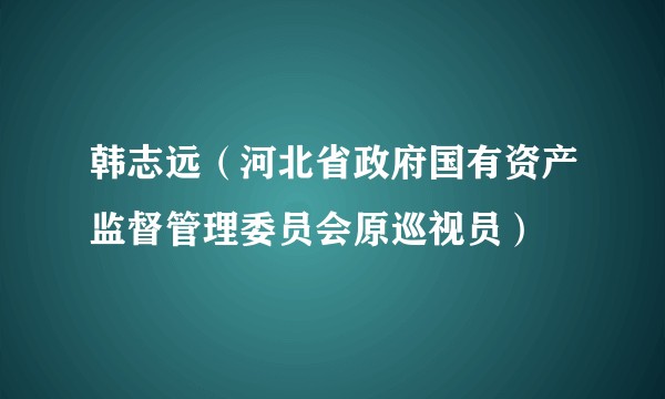 韩志远（河北省政府国有资产监督管理委员会原巡视员）
