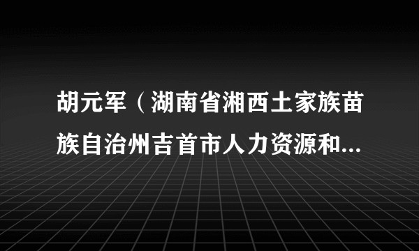 胡元军（湖南省湘西土家族苗族自治州吉首市人力资源和社会保障局党组副书记、副局长）