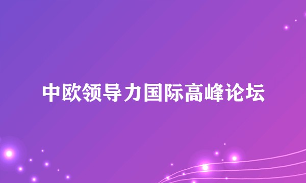 中欧领导力国际高峰论坛