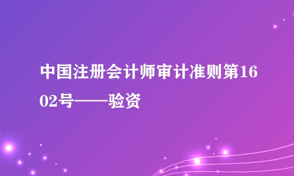 中国注册会计师审计准则第1602号——验资