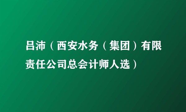 吕沛（西安水务（集团）有限责任公司总会计师人选）