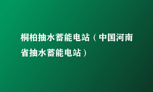 桐柏抽水蓄能电站（中国河南省抽水蓄能电站）