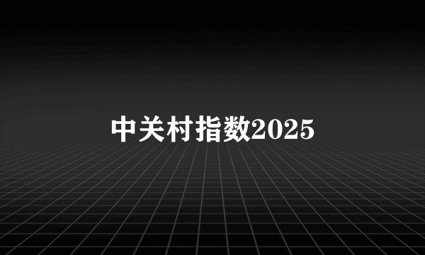 中关村指数2025
