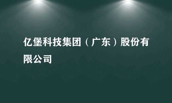 亿堡科技集团(广东)股份有限公司
