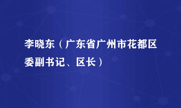李晓东（广东省广州市花都区委副书记、区长）