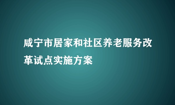 咸宁市居家和社区养老服务改革试点实施方案