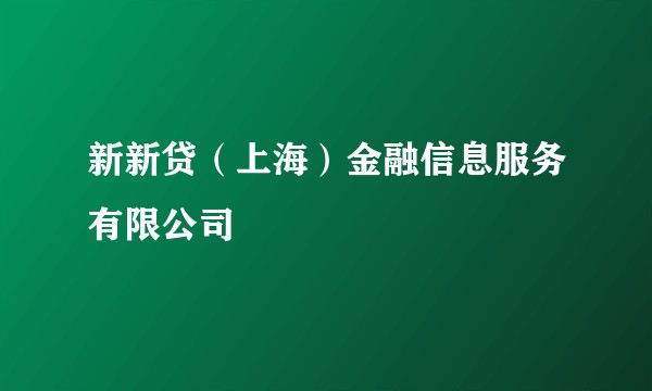 新新贷(上海)金融信息服务有限公司