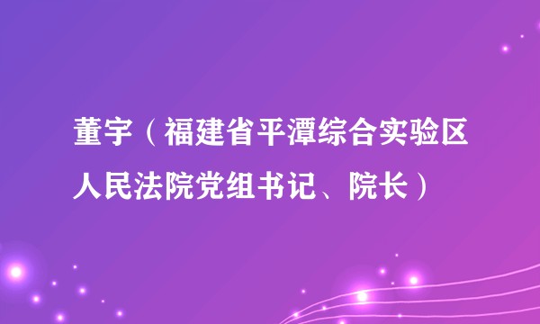 董宇（福建省平潭综合实验区人民法院党组书记、院长）