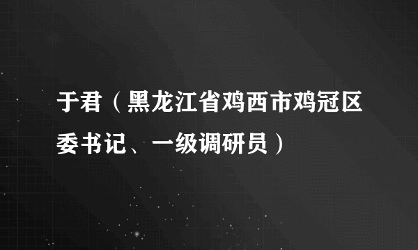 于君（黑龙江省鸡西市鸡冠区委书记、一级调研员）