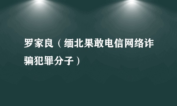 罗家良（缅北果敢电信网络诈骗犯罪分子）