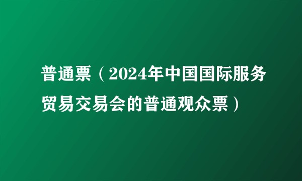 普通票（2024年中国国际服务贸易交易会的普通观众票）