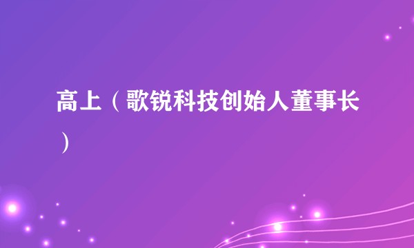 高上（歌锐科技创始人董事长）