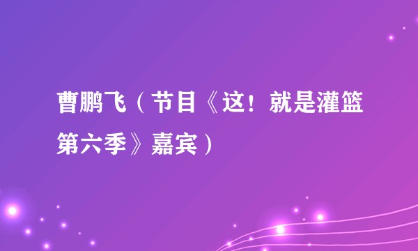 曹鹏飞（节目《这！就是灌篮第六季》嘉宾）