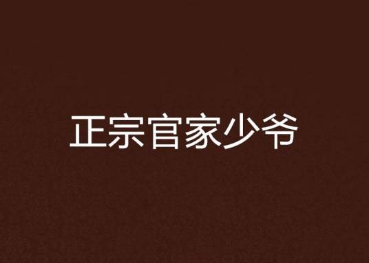 正宗官家少爷