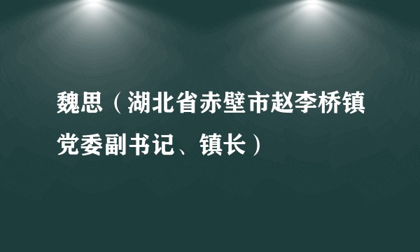魏思（湖北省赤壁市赵李桥镇党委副书记、镇长）