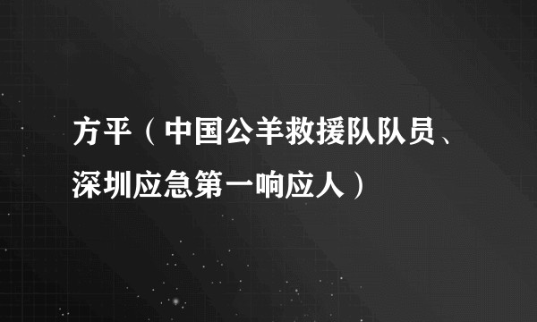 方平（中国公羊救援队队员、深圳应急第一响应人）
