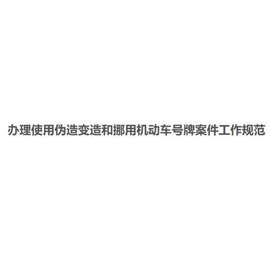 办理使用伪造变造和挪用机动车号牌案件工作规范