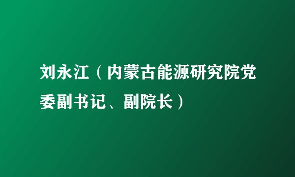 刘永江（内蒙古能源研究院党委副书记、副院长）