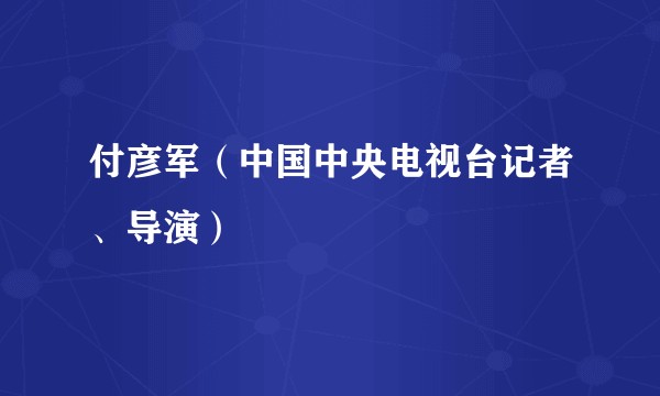 付彦军（中国中央电视台记者、导演）